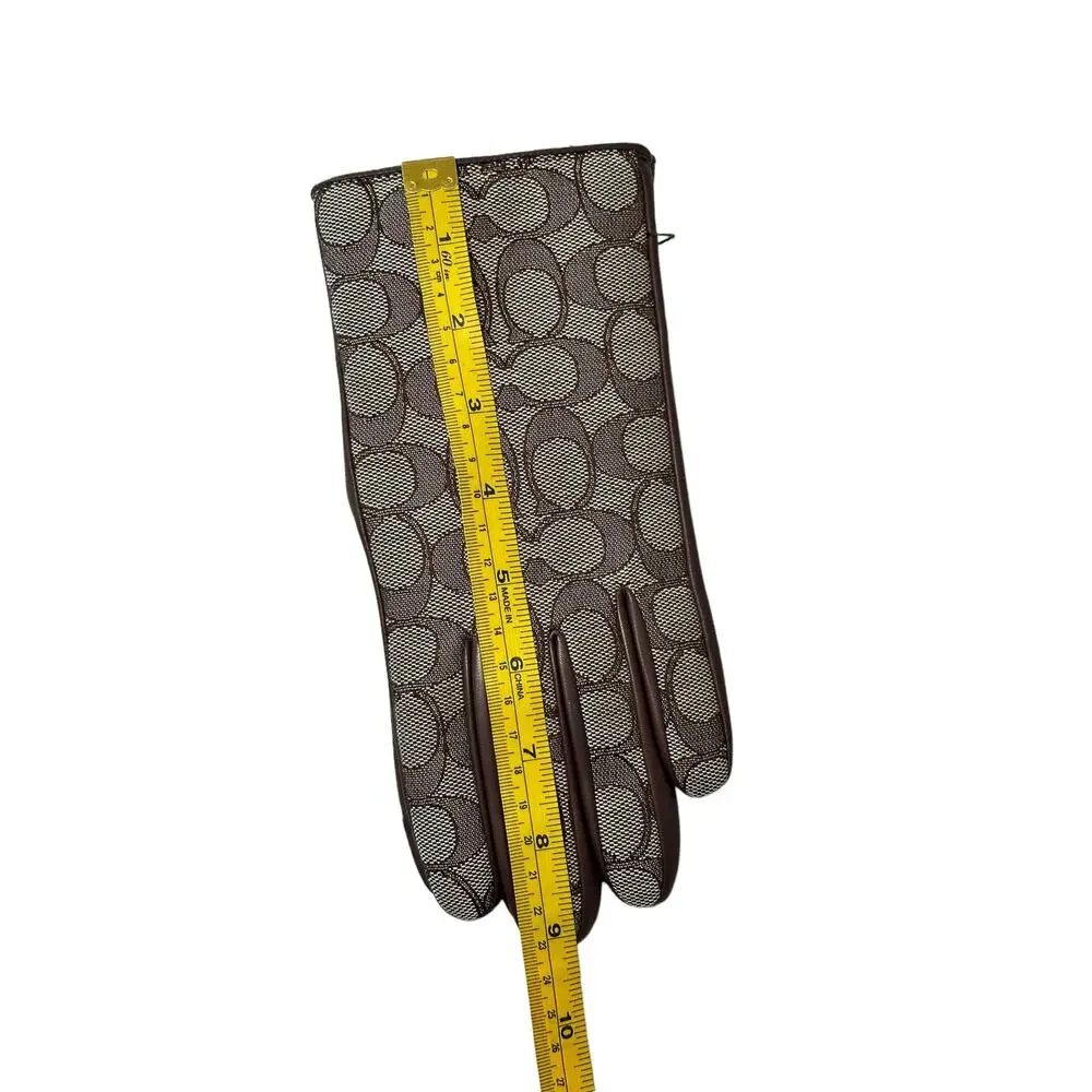 Coach Women Signature Jacquard And Leather Tech Gloves size 7.5 - Picture 5 of 9